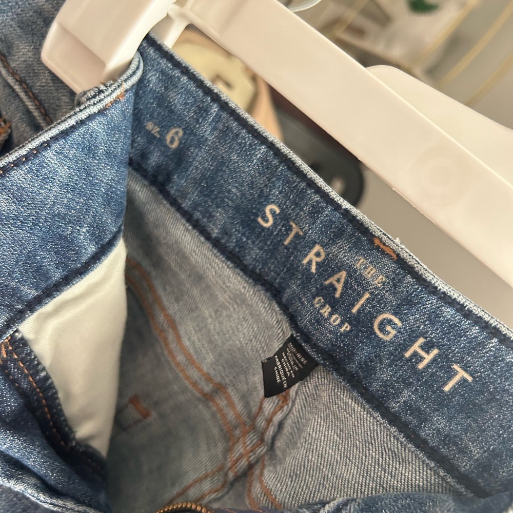 Blue Straight Crop Jeans